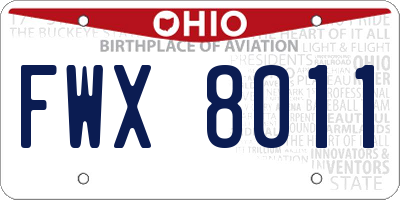 OH license plate FWX8011