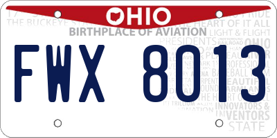 OH license plate FWX8013