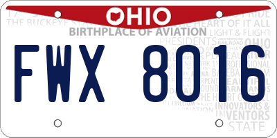 OH license plate FWX8016