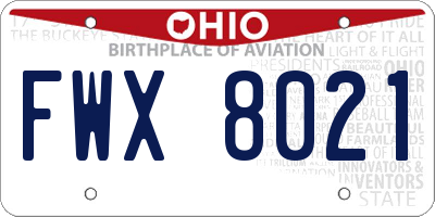 OH license plate FWX8021