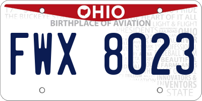 OH license plate FWX8023