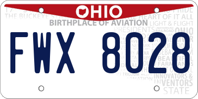 OH license plate FWX8028