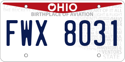 OH license plate FWX8031