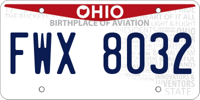OH license plate FWX8032