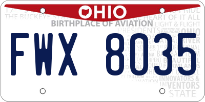 OH license plate FWX8035