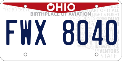 OH license plate FWX8040