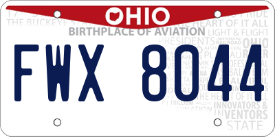 OH license plate FWX8044