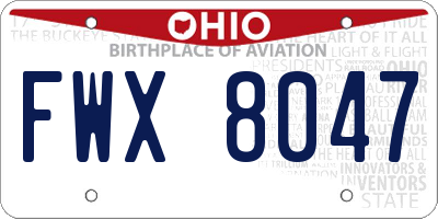 OH license plate FWX8047
