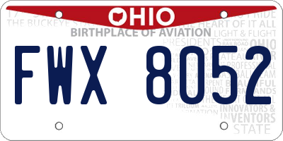 OH license plate FWX8052