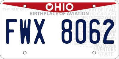 OH license plate FWX8062