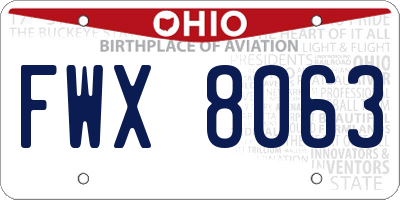 OH license plate FWX8063