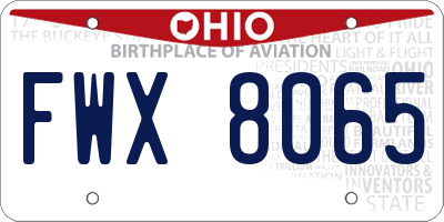 OH license plate FWX8065