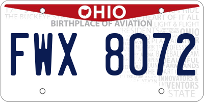 OH license plate FWX8072