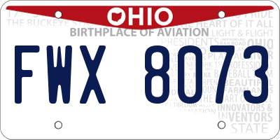 OH license plate FWX8073