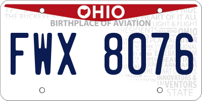 OH license plate FWX8076