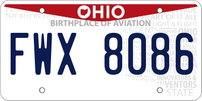 OH license plate FWX8086