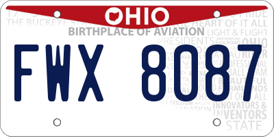 OH license plate FWX8087