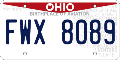 OH license plate FWX8089