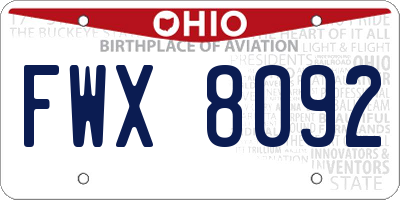 OH license plate FWX8092