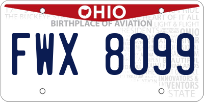 OH license plate FWX8099