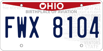 OH license plate FWX8104