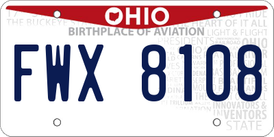 OH license plate FWX8108