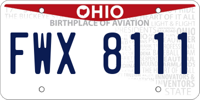 OH license plate FWX8111