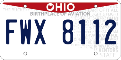 OH license plate FWX8112