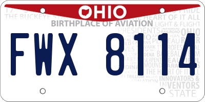 OH license plate FWX8114