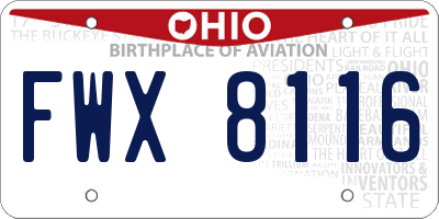 OH license plate FWX8116