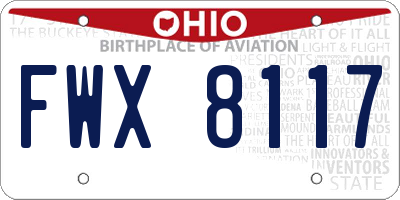 OH license plate FWX8117