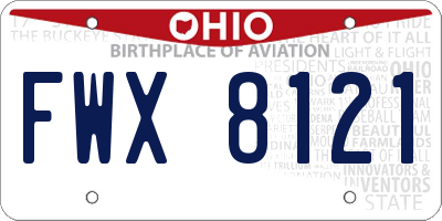 OH license plate FWX8121