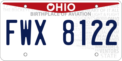 OH license plate FWX8122