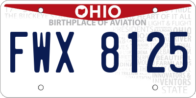 OH license plate FWX8125