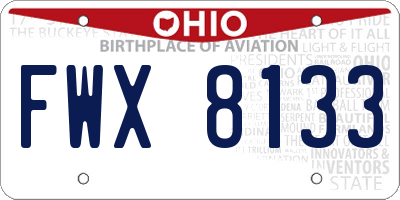 OH license plate FWX8133