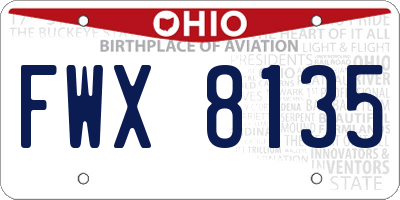 OH license plate FWX8135