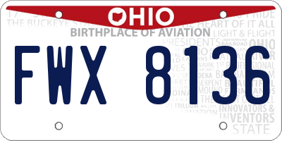 OH license plate FWX8136