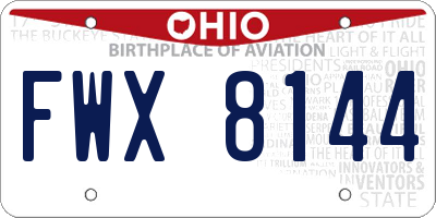 OH license plate FWX8144