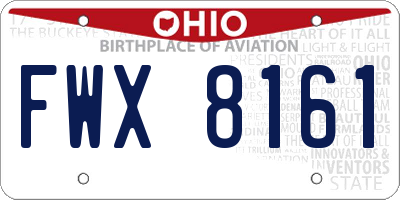 OH license plate FWX8161