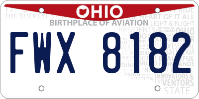 OH license plate FWX8182