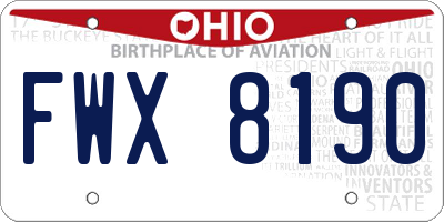 OH license plate FWX8190
