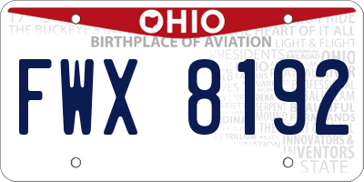 OH license plate FWX8192