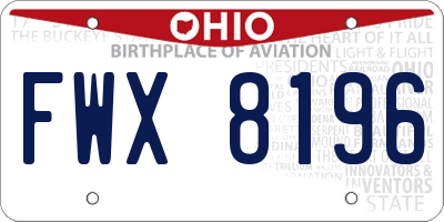 OH license plate FWX8196
