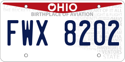 OH license plate FWX8202