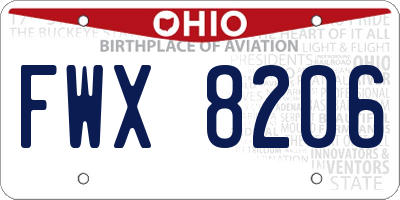 OH license plate FWX8206