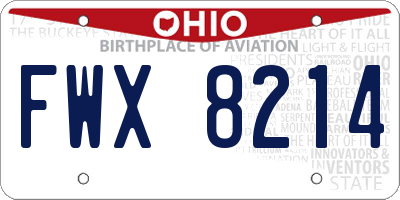 OH license plate FWX8214