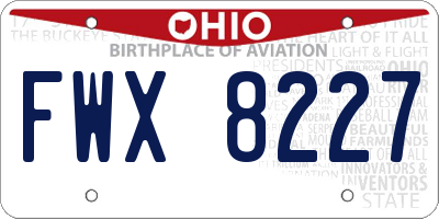 OH license plate FWX8227