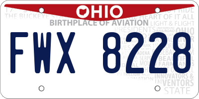 OH license plate FWX8228