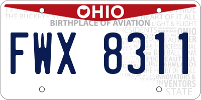 OH license plate FWX8311