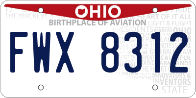 OH license plate FWX8312